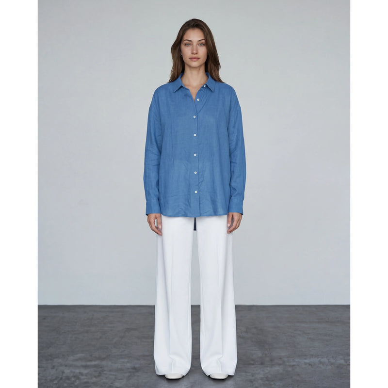 Royal Blue Irish Linen Overized Shirt | Montivo Pakistan