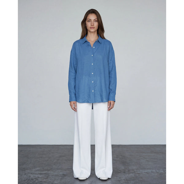Royal Blue Irish Linen Overized Shirt | Montivo Pakistan