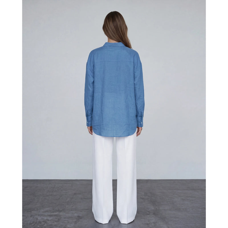 Royal Blue Irish Linen Overized Shirt | Montivo Pakistan