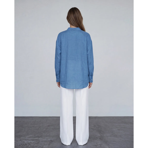 Royal Blue Irish Linen Overized Shirt | Montivo Pakistan