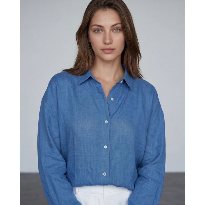 Royal Blue Irish Linen Overized Shirt | Montivo Pakistan