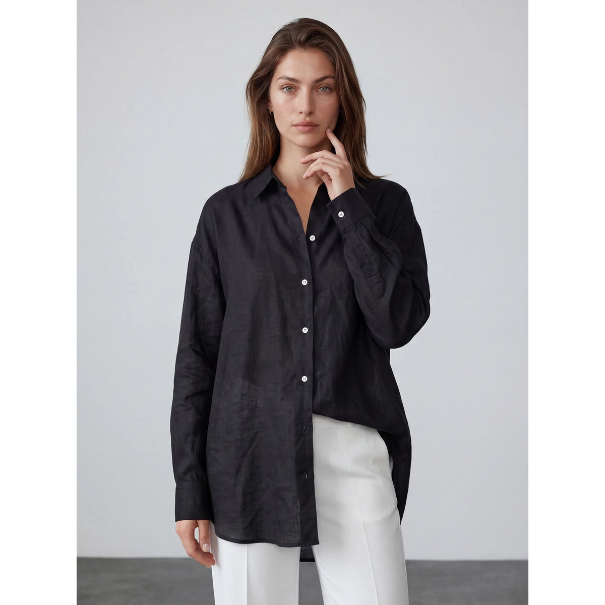 Black Irish Linen Overized Shirt | Montivo Pakistan