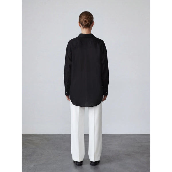 Black Irish Linen Overized Shirt | Montivo Pakistan