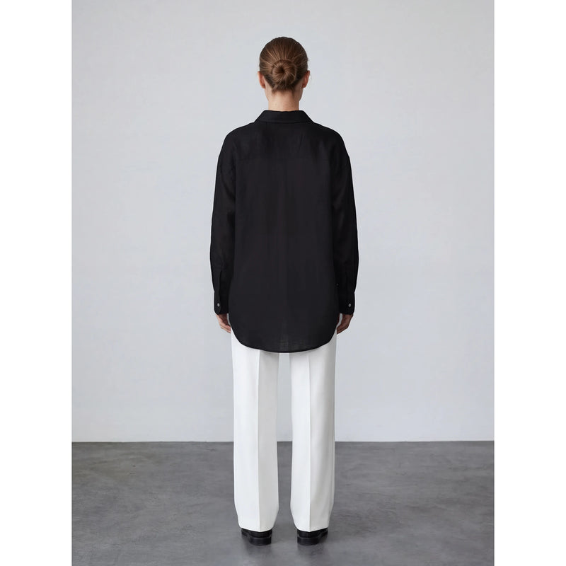 Black Irish Linen Overized Shirt | Montivo Pakistan