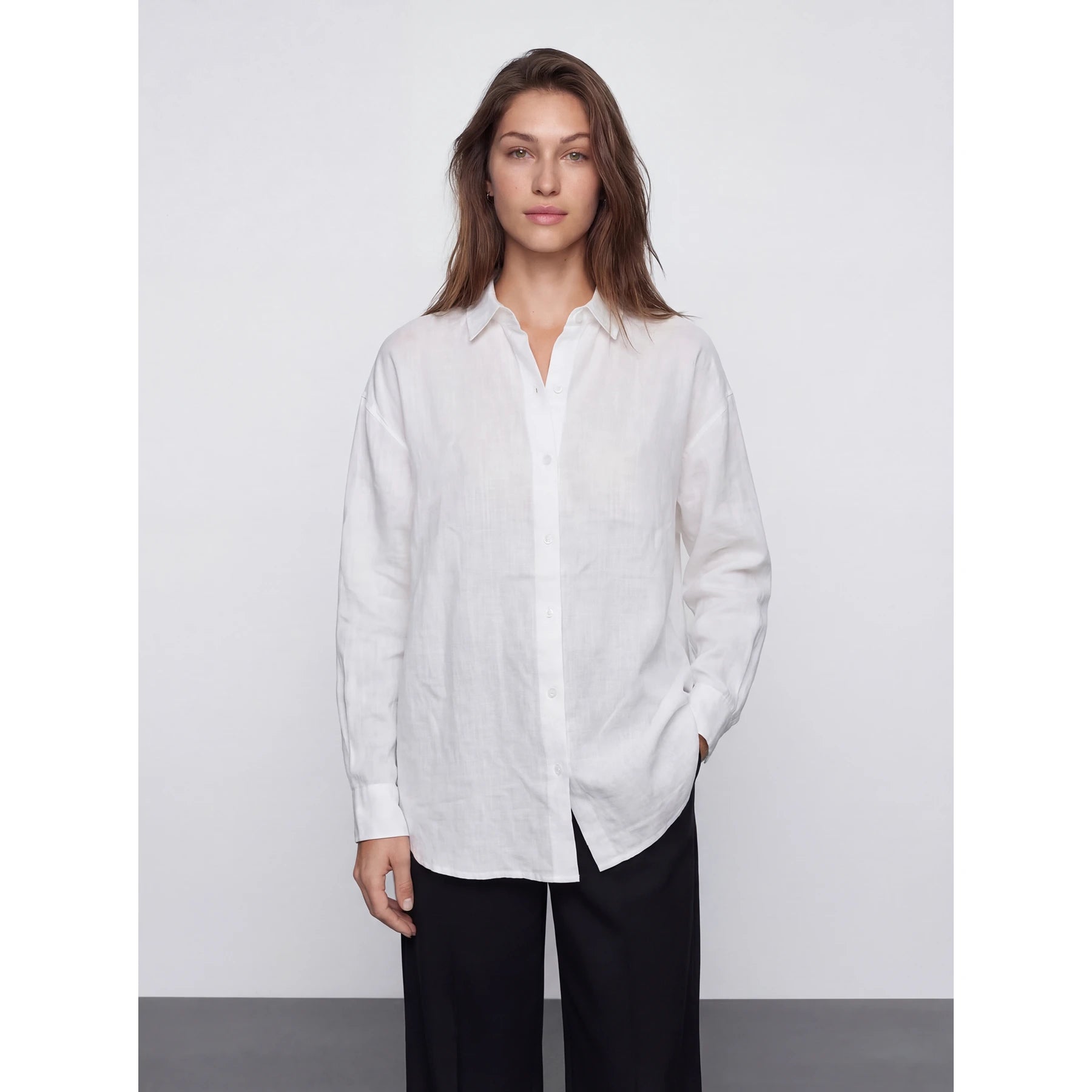 White Irish Linen Overized Shirt | Montivo Pakistan