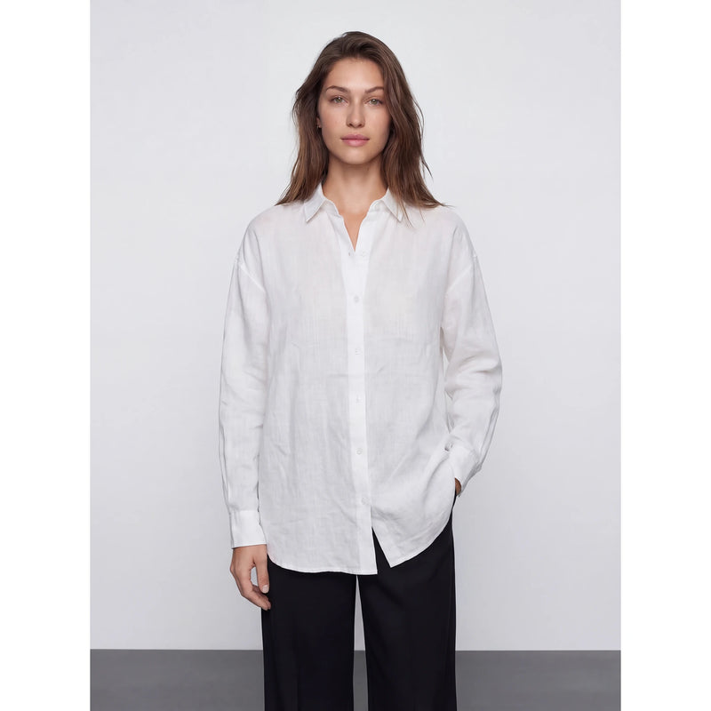 White Irish Linen Overized Shirt | Montivo Pakistan