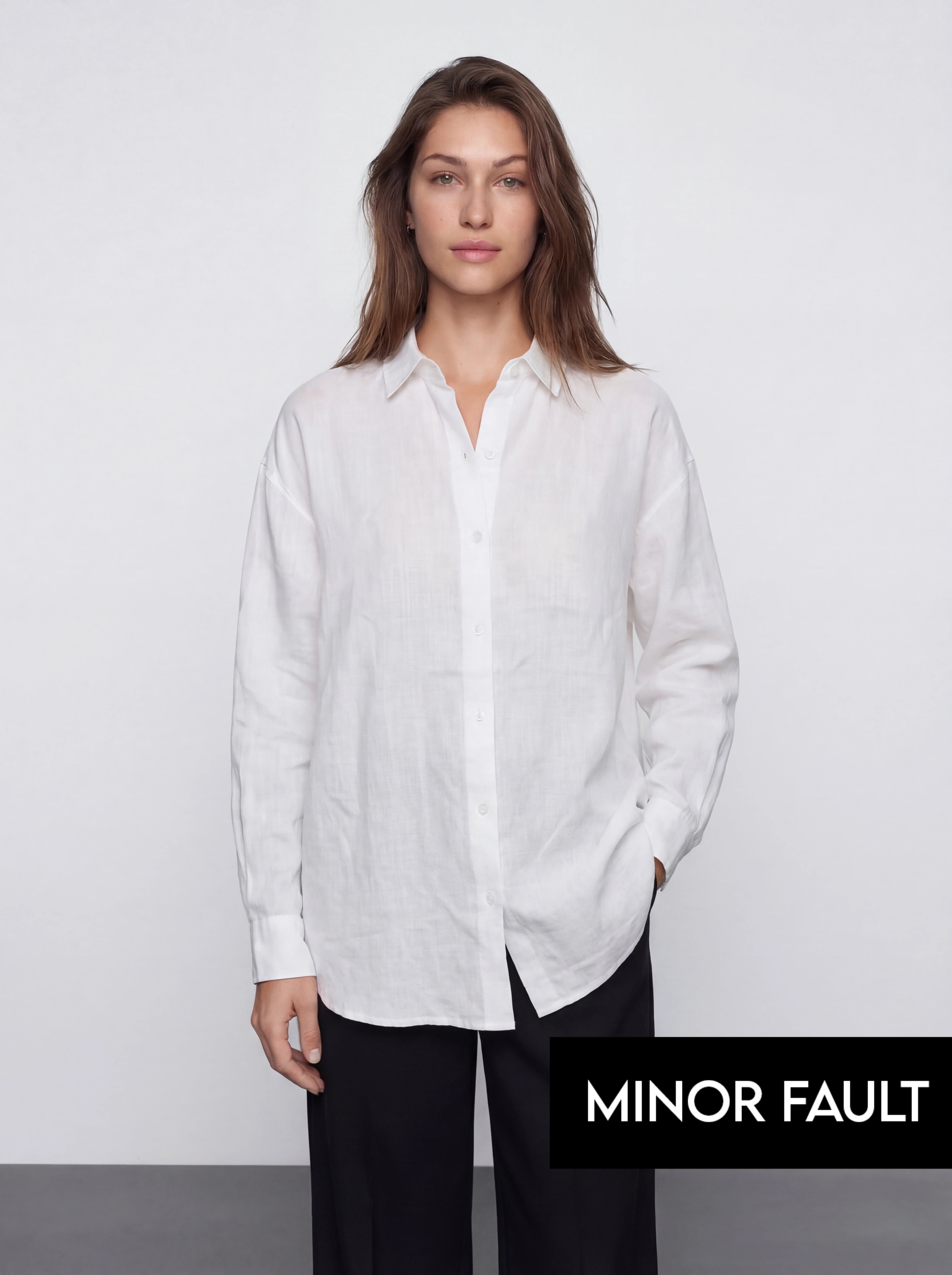 (Minor Fault) White Irish Linen Overized Shirt | Montivo Pakistan