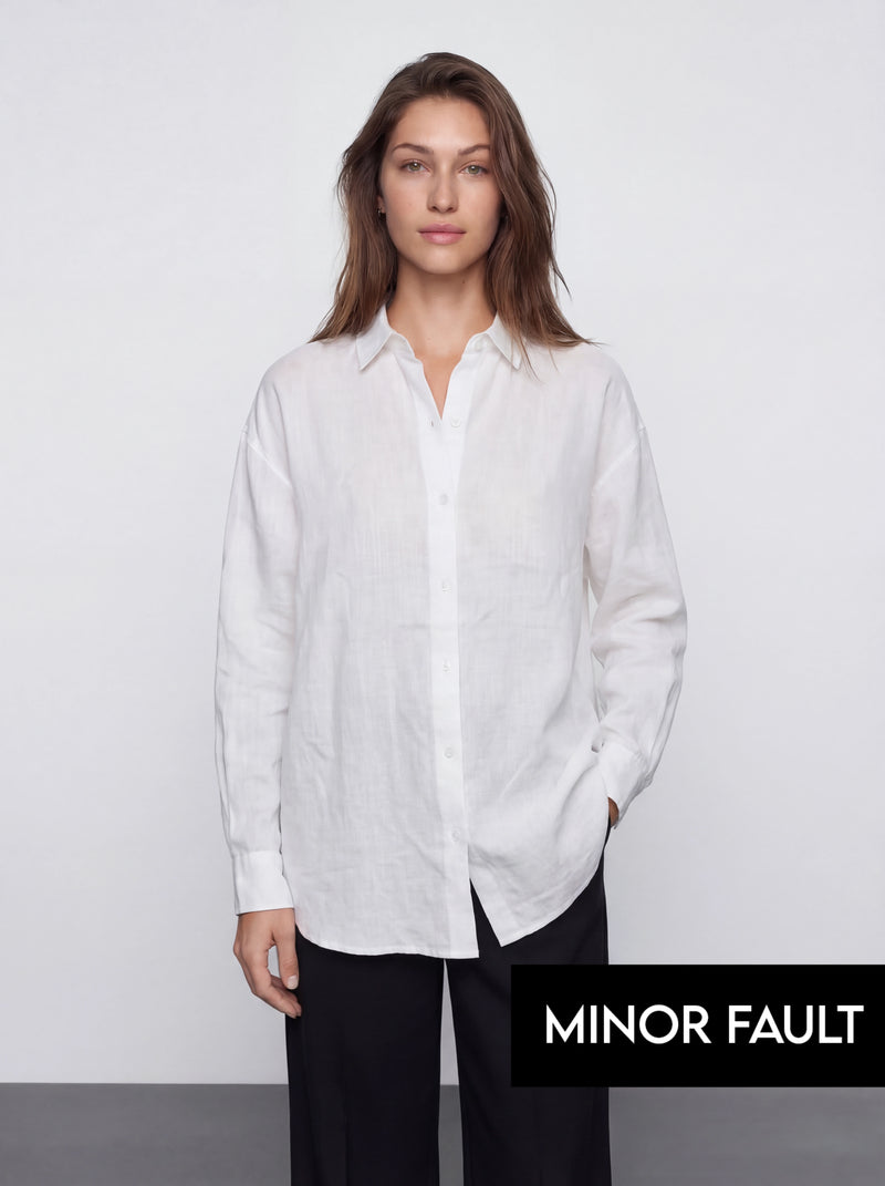 (Minor Fault) White Irish Linen Overized Shirt | Montivo Pakistan