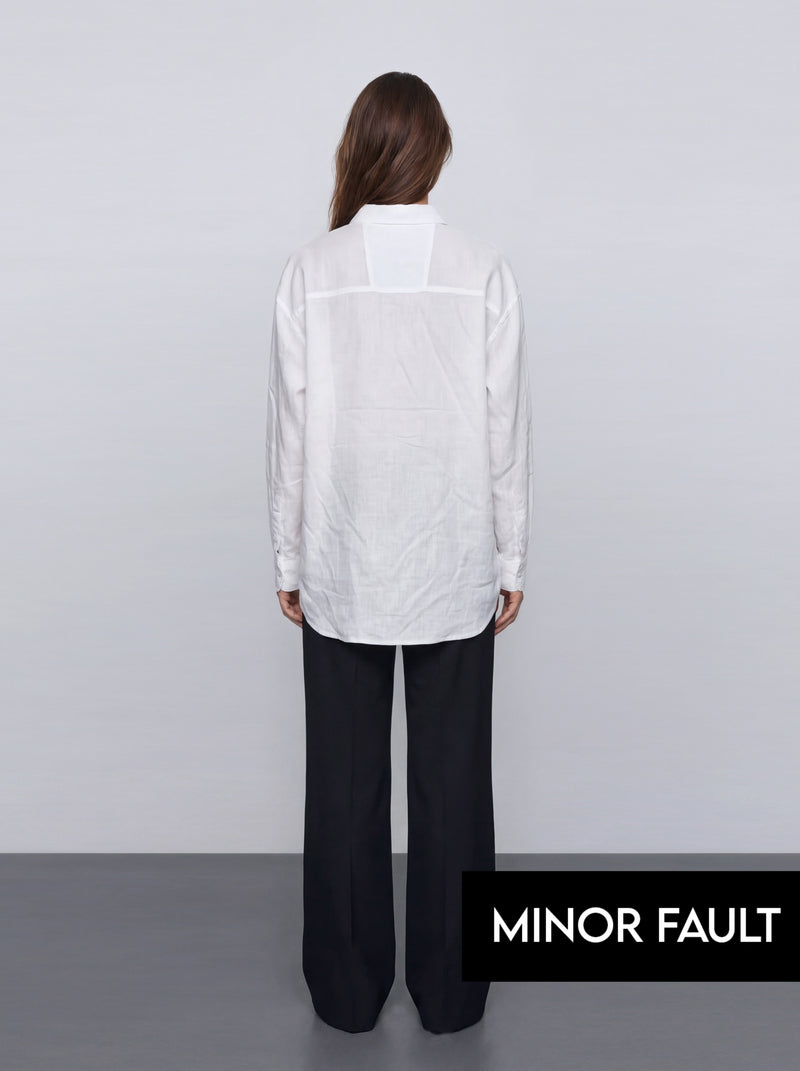 (Minor Fault) White Irish Linen Overized Shirt | Montivo Pakistan