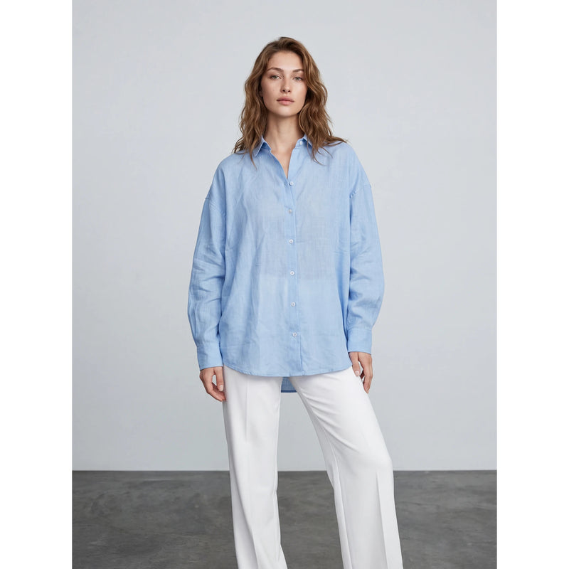 Light Blue Irish Linen Overized Shirt | Montivo Pakistan