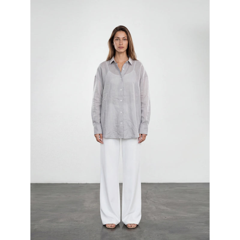 Grey Irish Linen Overized Shirt | Montivo Pakistan
