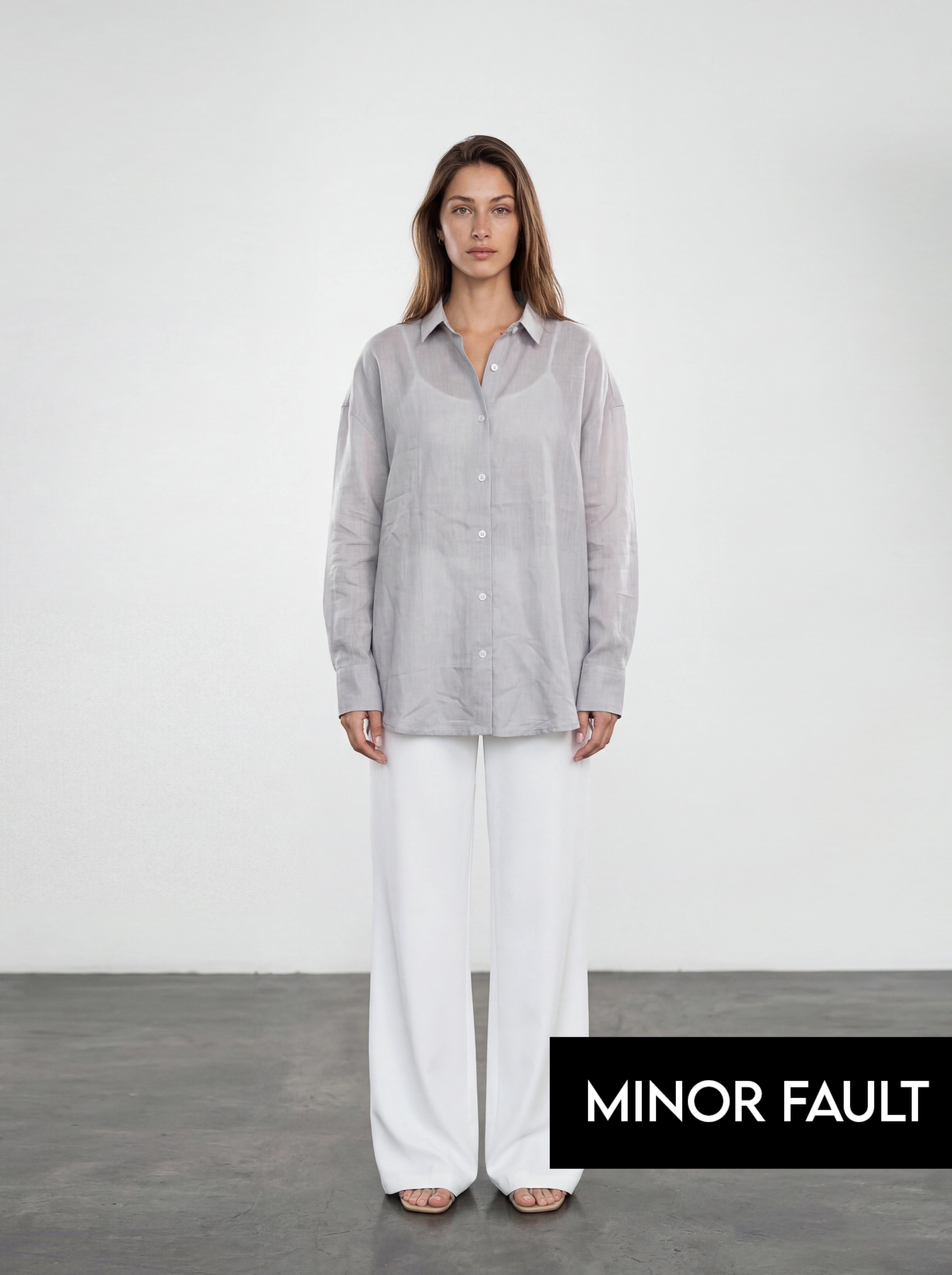 (Minor Fault) Grey Irish Linen Overized Shirt | Montivo Pakistan