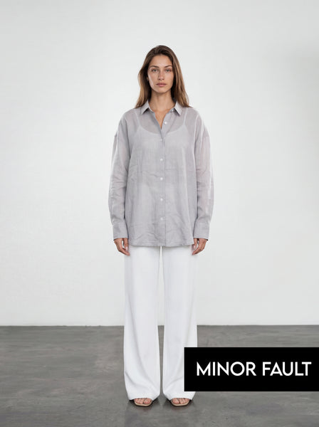 (Minor Fault) Grey Irish Linen Overized Shirt | Montivo Pakistan