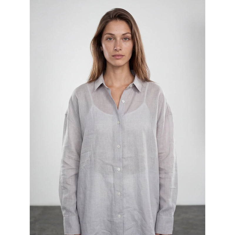 Grey Irish Linen Overized Shirt | Montivo Pakistan