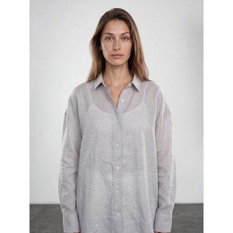 Grey Irish Linen Overized Shirt | Montivo Pakistan