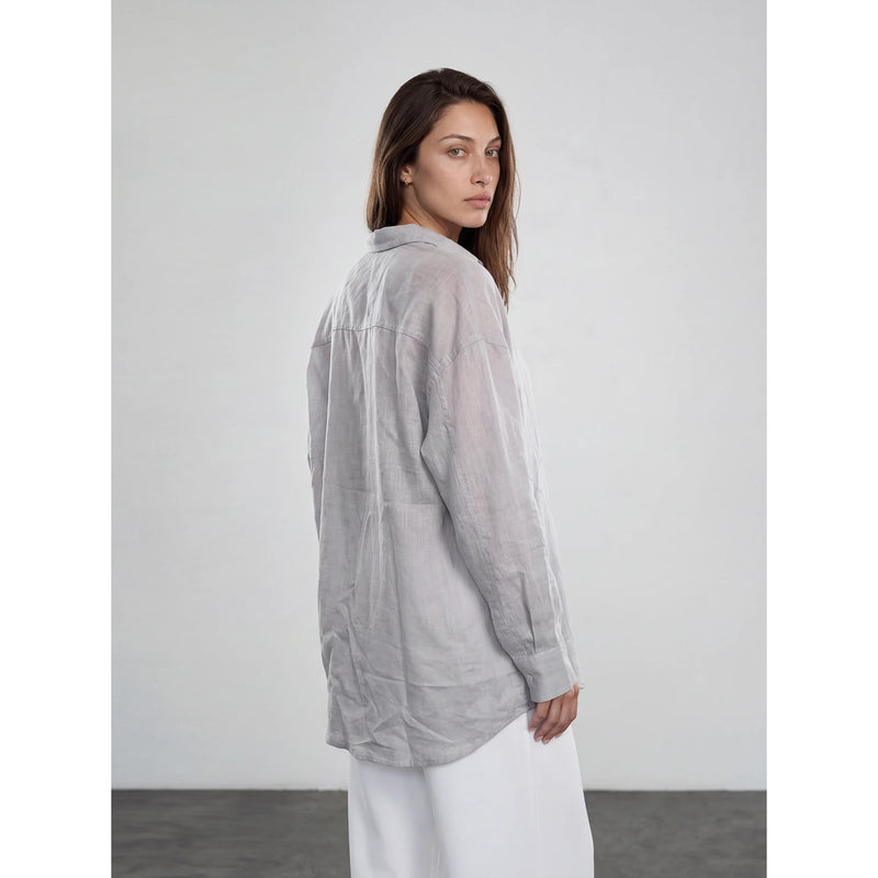 Grey Irish Linen Overized Shirt | Montivo Pakistan