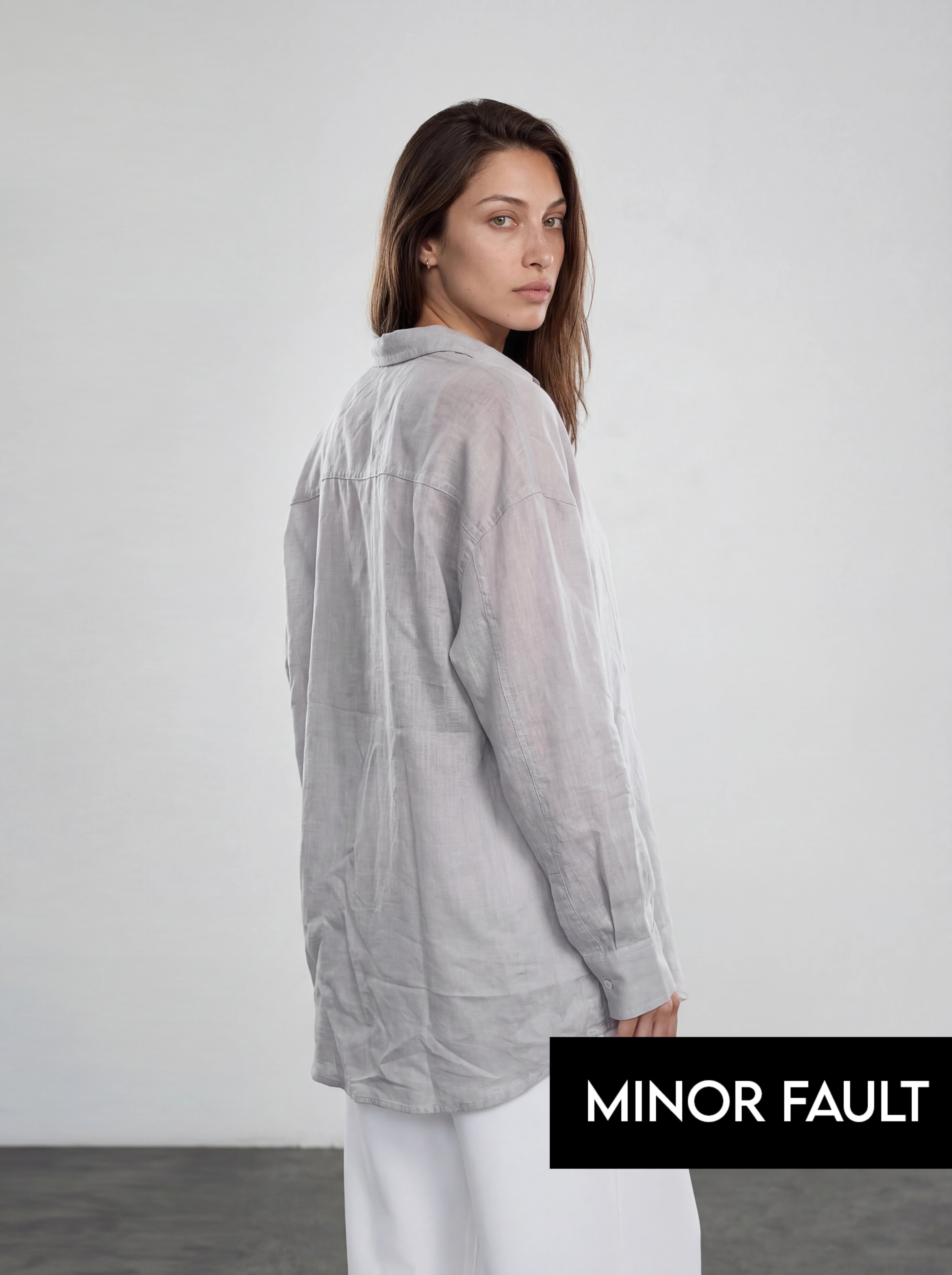 (Minor Fault) Grey Irish Linen Overized Shirt | Montivo Pakistan