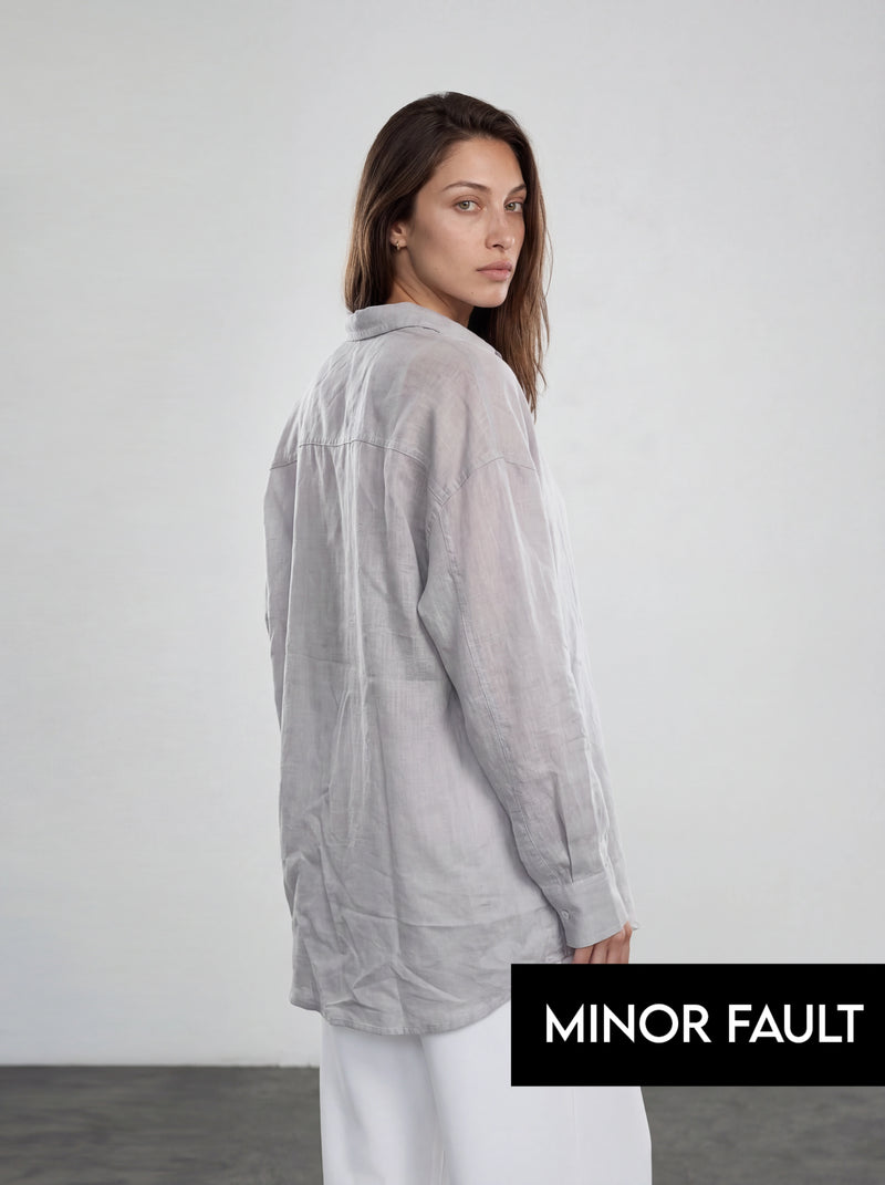 (Minor Fault) Grey Irish Linen Overized Shirt | Montivo Pakistan