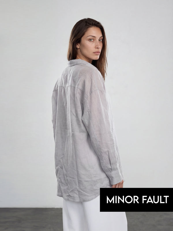 (Minor Fault) Grey Irish Linen Overized Shirt | Montivo Pakistan