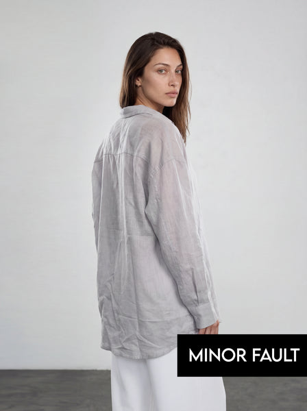 (Minor Fault) Grey Irish Linen Overized Shirt | Montivo Pakistan