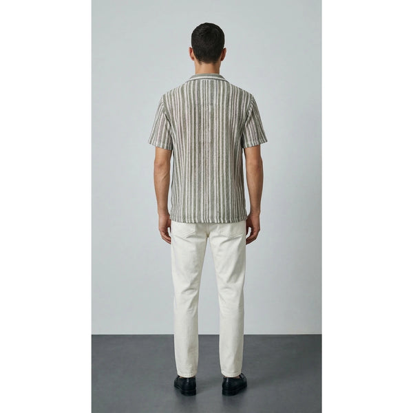 Green Crochet Stripes Shirt | Montivo Pakistan