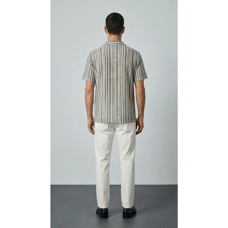 Green Crochet Stripes Shirt | Montivo Pakistan