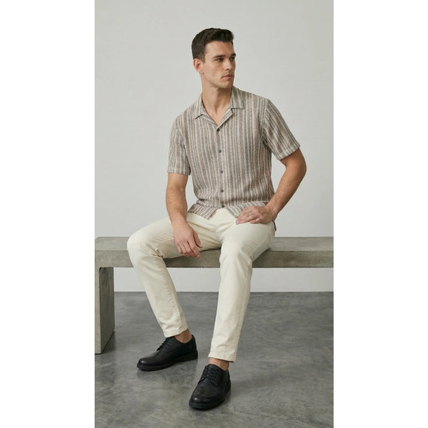 Beige Crochet Stripes Shirt | Montivo Pakistan