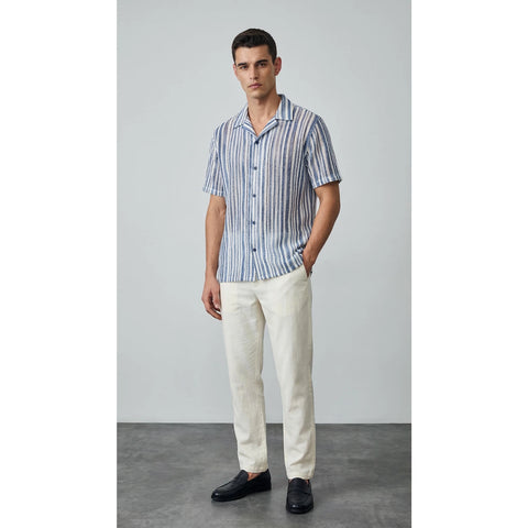 Blue Crochet Stripes Shirt