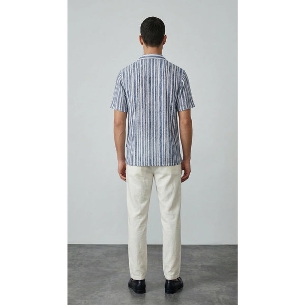 Blue Crochet Stripes Shirt | Montivo Pakistan