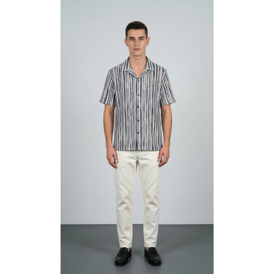 Grey Crochet Stripes Shirt