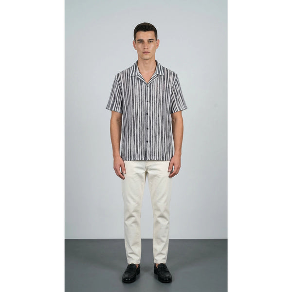 Grey Crochet Stripes Shirt | Montivo Pakistan