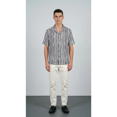 Grey Crochet Stripes Shirt