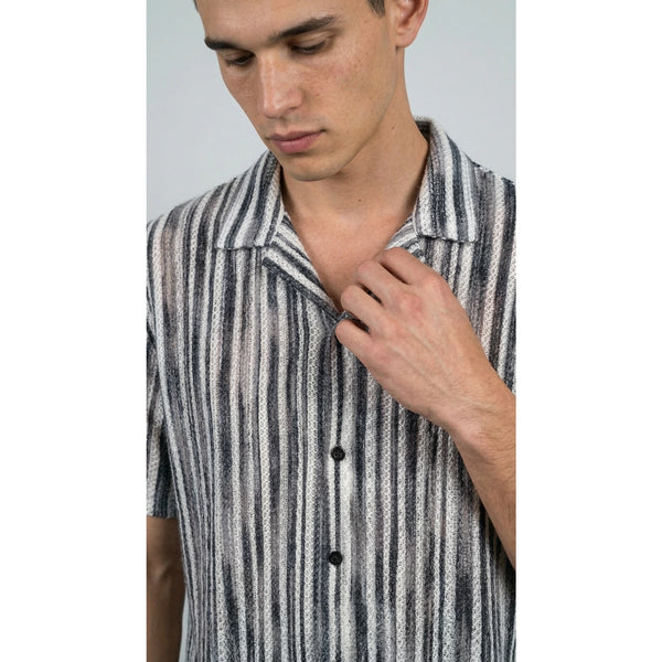 Grey Crochet Stripes Shirt | Montivo Pakistan