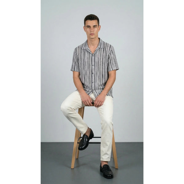Grey Crochet Stripes Shirt | Montivo Pakistan
