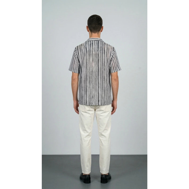 Grey Crochet Stripes Shirt | Montivo Pakistan