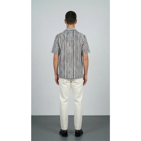 Grey Crochet Stripes Shirt