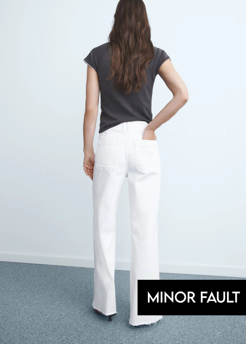 (Minor Fault) White Wide Leg Jeans | Montivo Pakistan