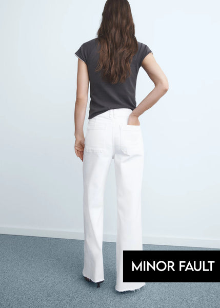 (Minor Fault) White Wide Leg Jeans | Montivo Pakistan