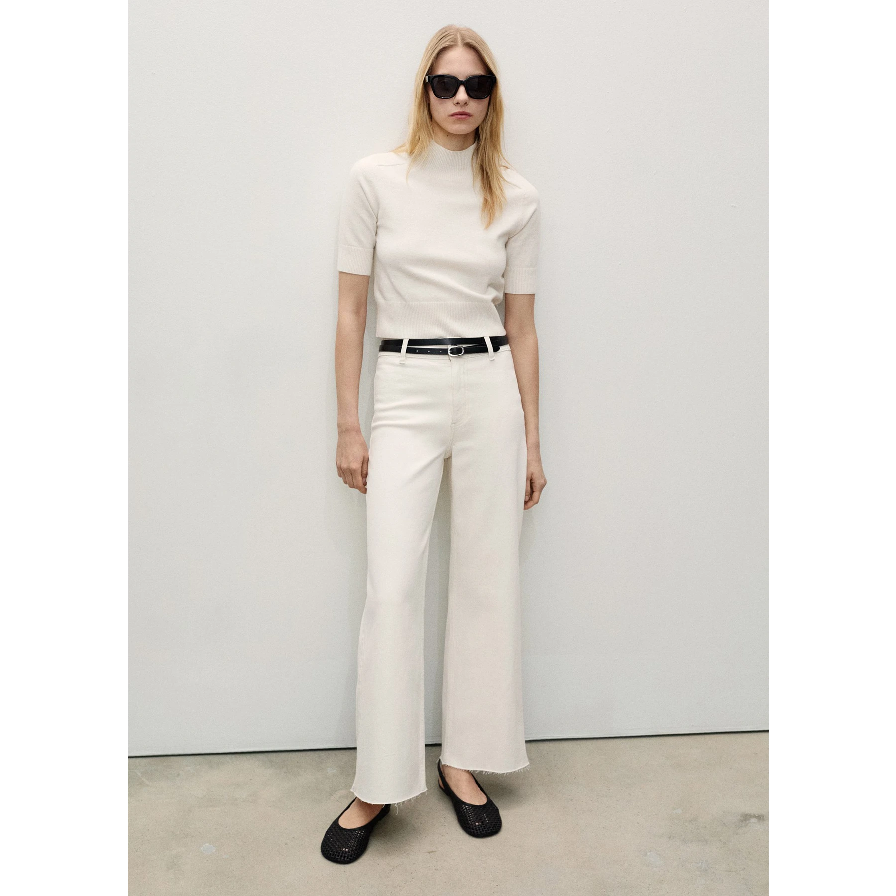 Cream Wide Leg Jeans | Montivo Pakistan