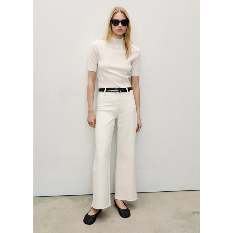 Cream Wide Leg Jeans | Montivo Pakistan