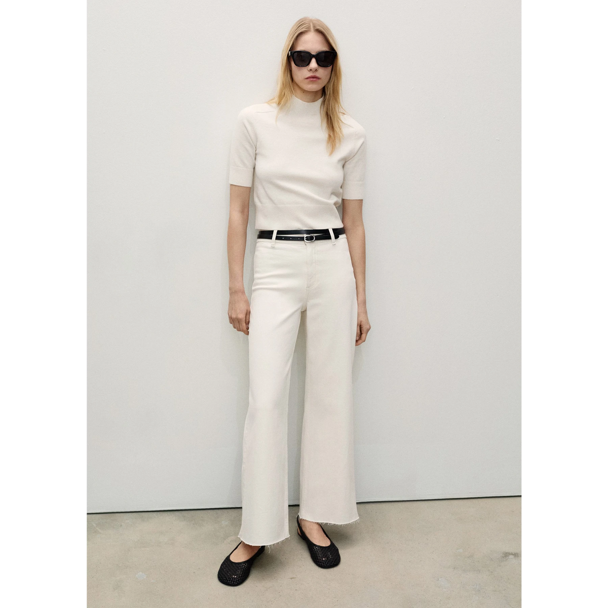 Cream Wide Leg Jeans | Montivo Pakistan