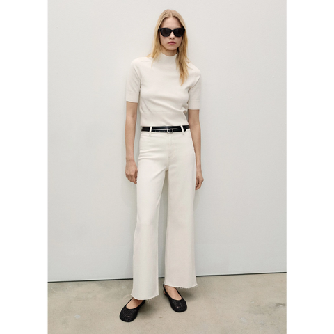 Cream Wide Leg Jeans | Montivo Pakistan