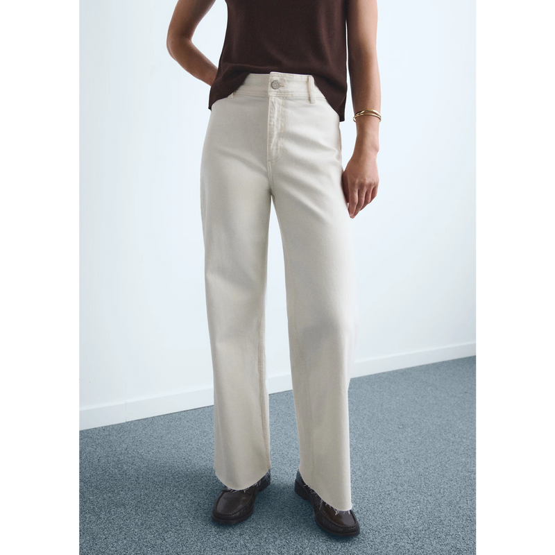 Ecru Wide Leg Jeans | Montivo Pakistan