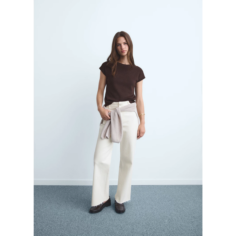 Ecru Wide Leg Jeans | Montivo Pakistan