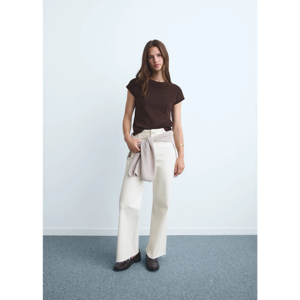Ecru Wide Leg Jeans | Montivo Pakistan