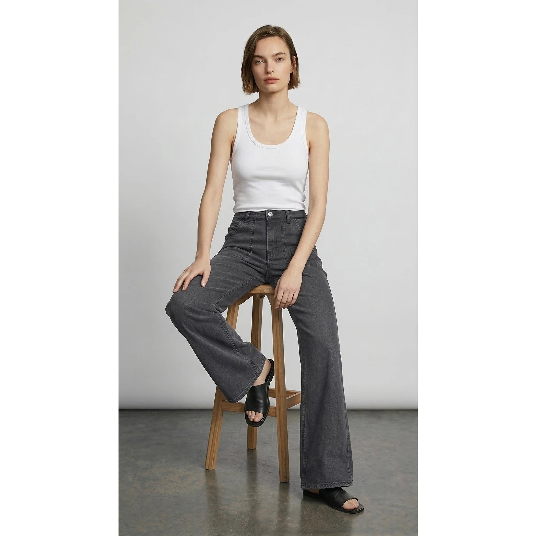 Charcoal Loose Flare Jeans | Montivo Pakistan