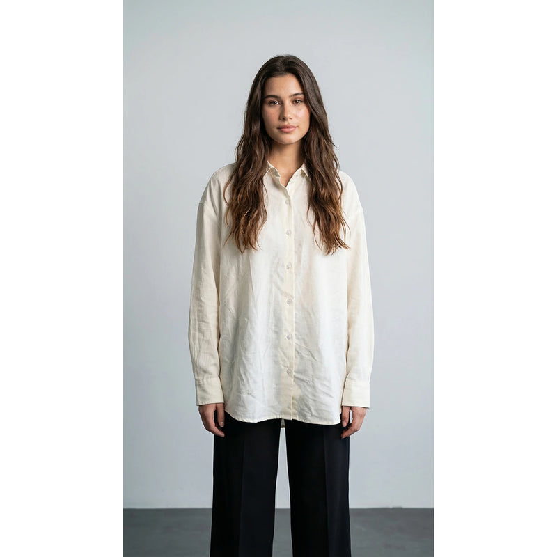 Ecru Linen Oversized Shirt | Montivo Pakistan