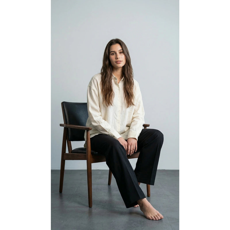 Ecru Linen Oversized Shirt | Montivo Pakistan