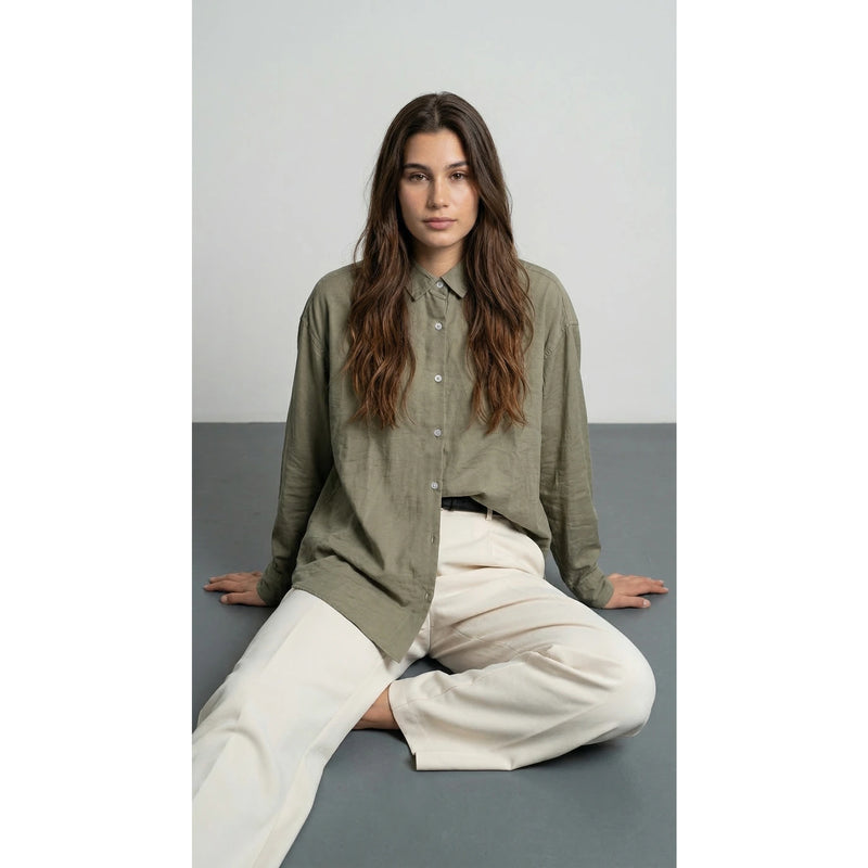 Olive Linen Oversized Shirt | Montivo Pakistan