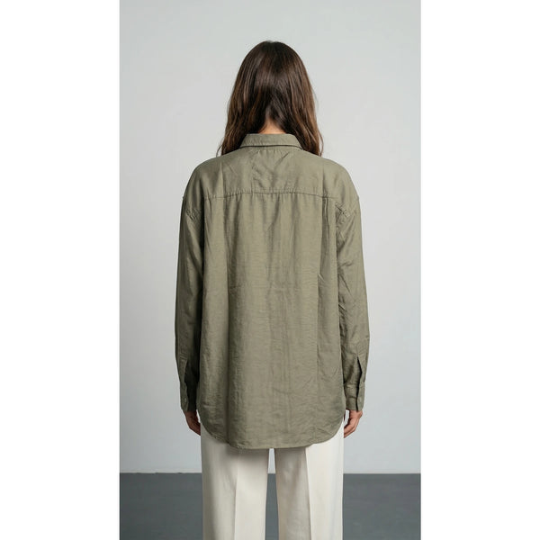 Olive Linen Oversized Shirt | Montivo Pakistan